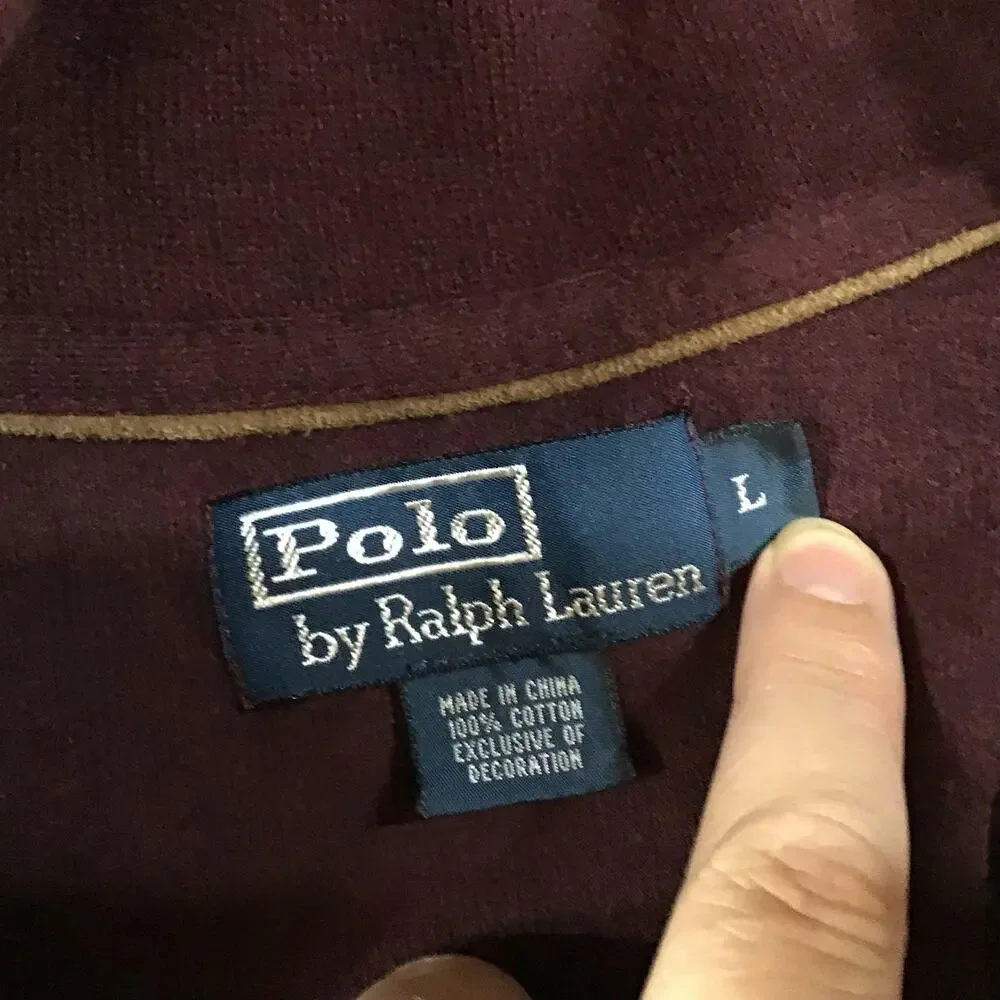 Vintage Polo By Ralph Lauren Maroon 1/4 Zip Cotton Pullover Large
